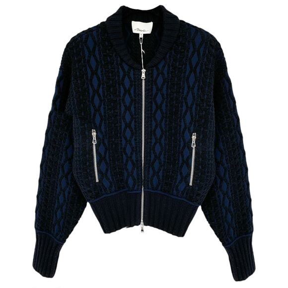 3.1 PHILLIP LIM Woven Mock Cable Bomber M - Picture 1 of 10